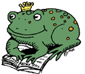 frog reading a book