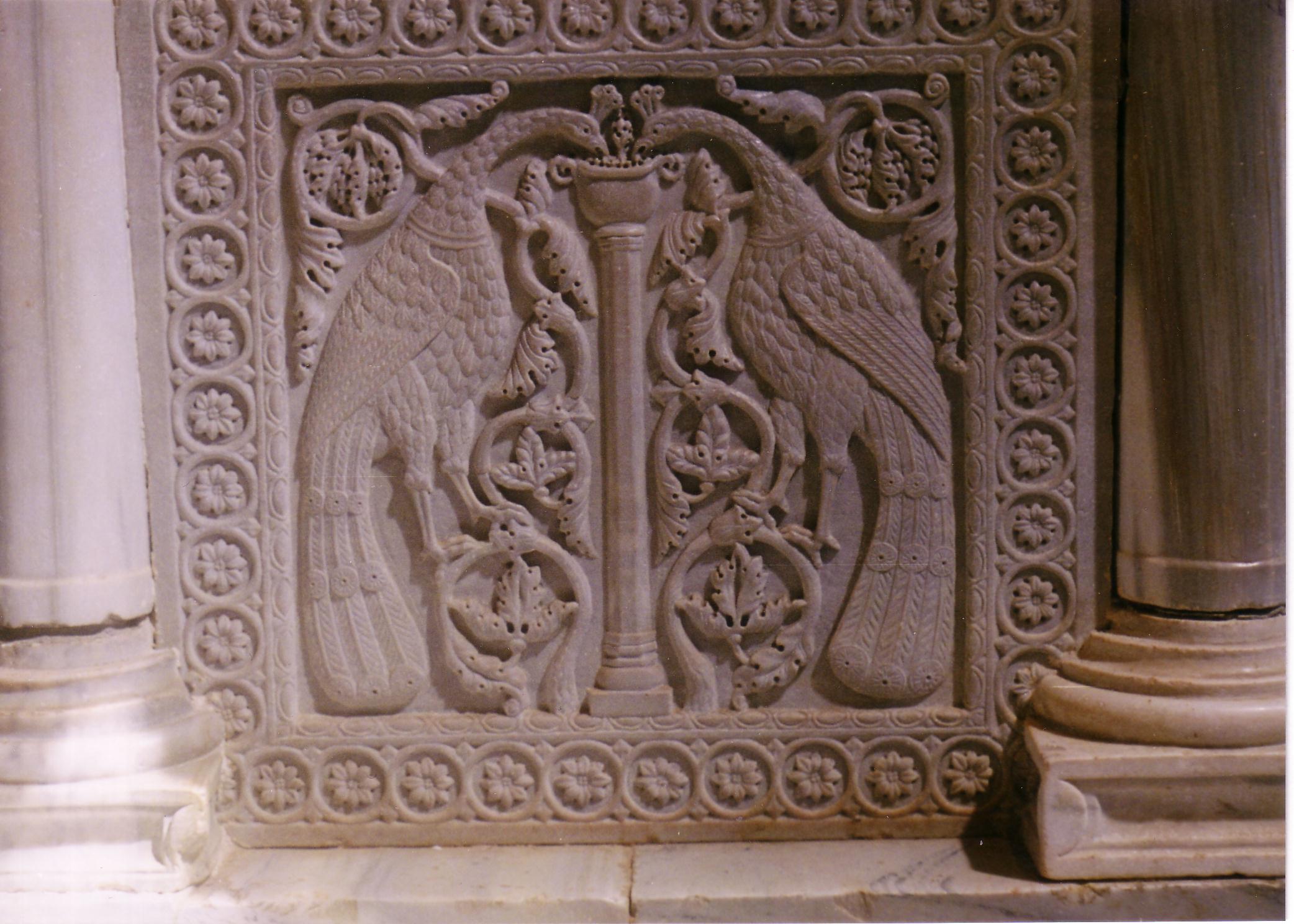 Peacocks on rood screen at Sta Maria Assunta Torcello