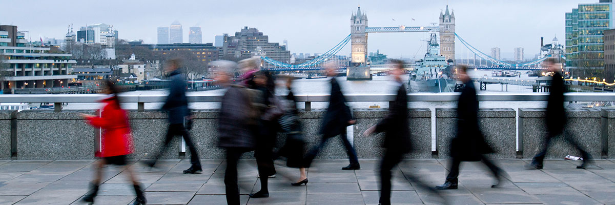 Workers commuting to work in London. 