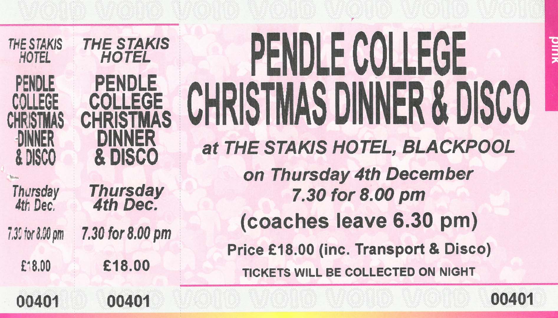 Christmas dinner ticket 1999