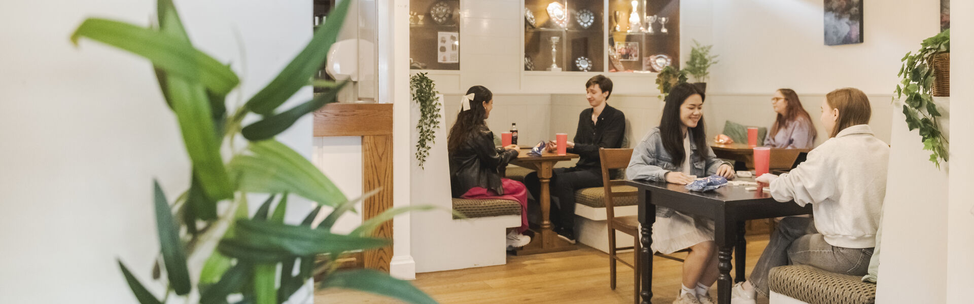 Students socialising in Bowland bar 