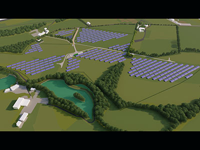 A projected image of the solar farm