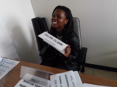 Amy at her desk during placement