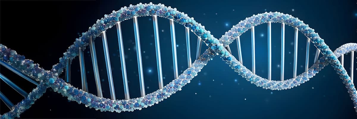 dna helix on blue background, biology, ai generated