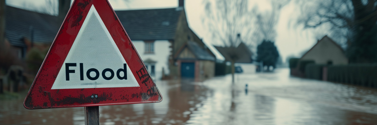 A flooded British road