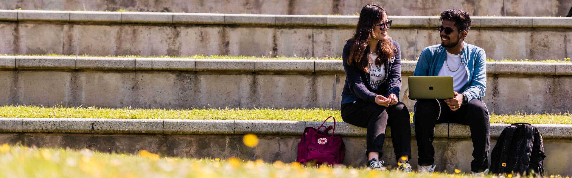 Students sitting on Bonnington steps