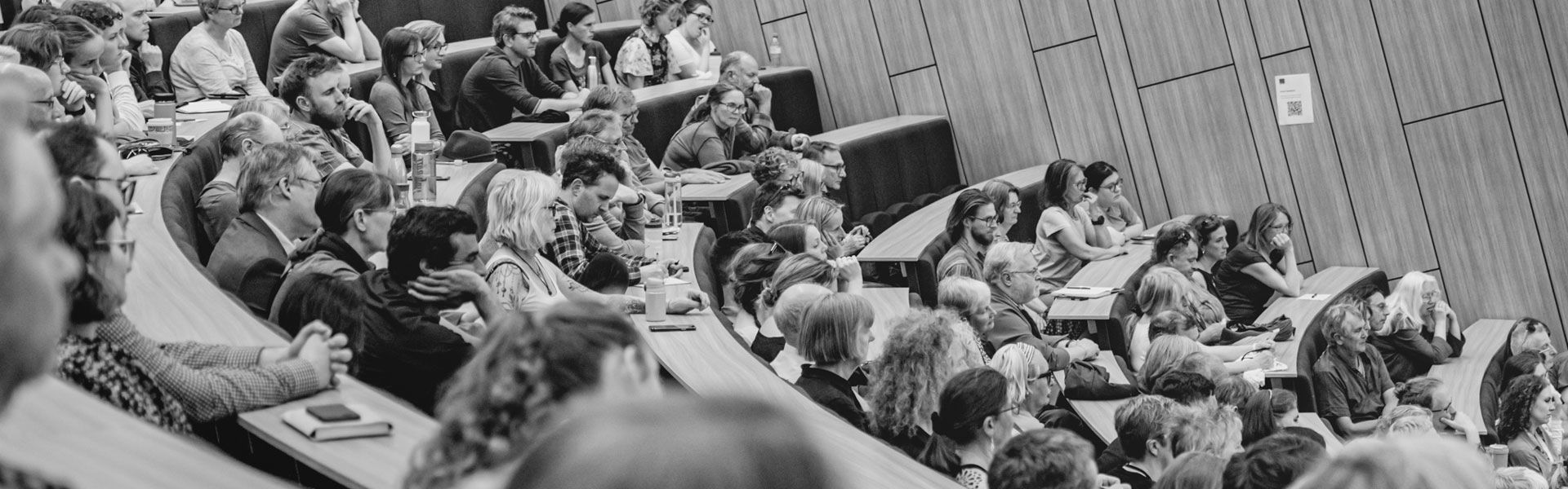 View of the lecture theatre with Caroline Lucas delivering lecture