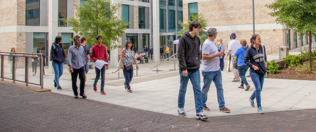 People by the Engineering Building on an Open Day