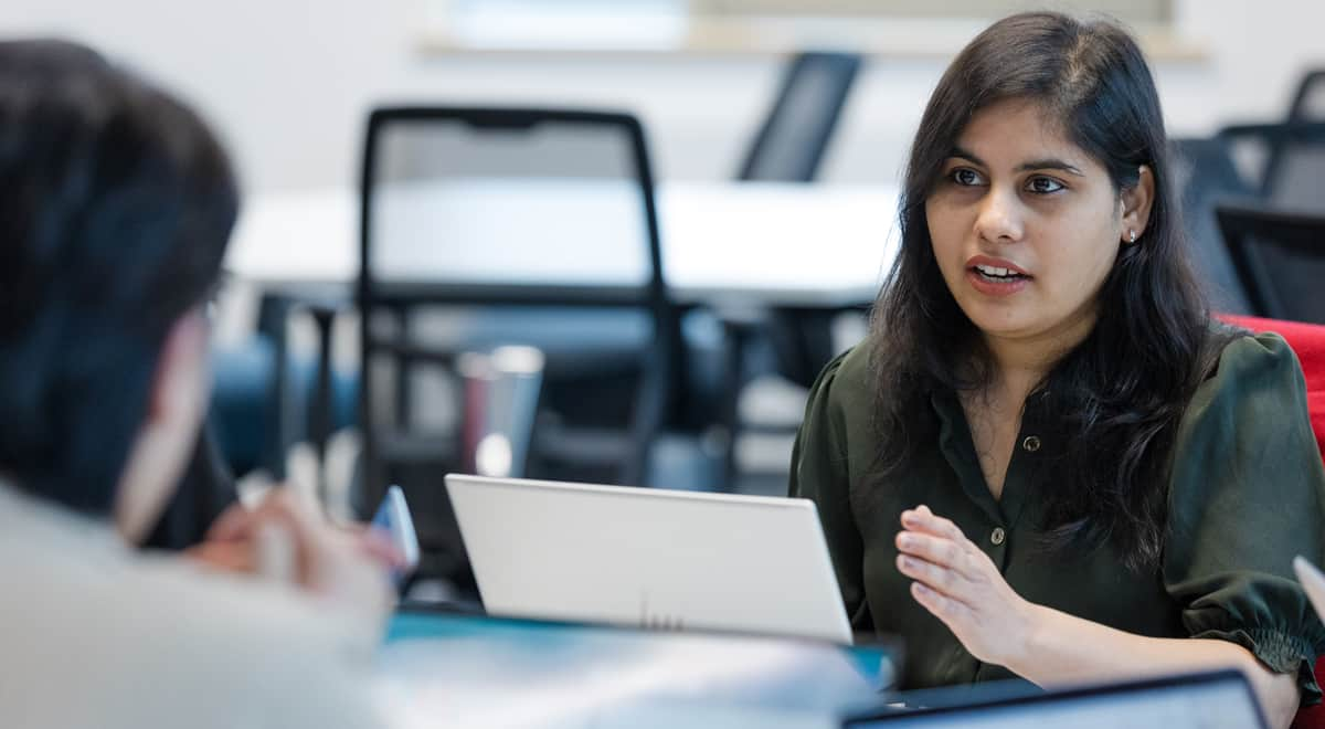 A female student in a workshop