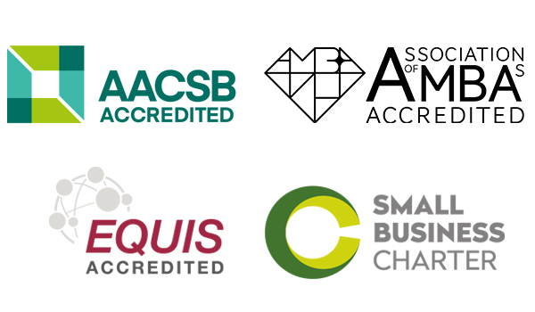 AACSB, AMBA, EQUIS and LUMS logos