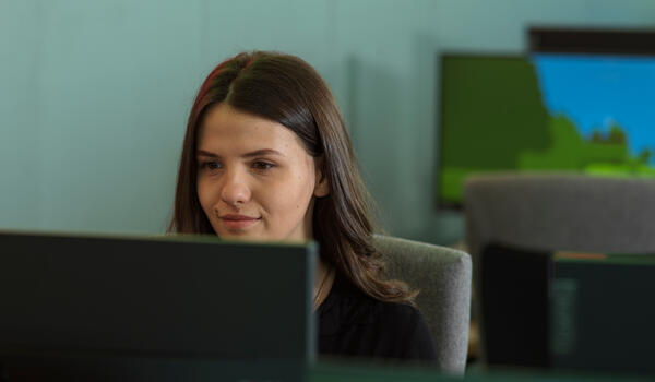 Student at a computer