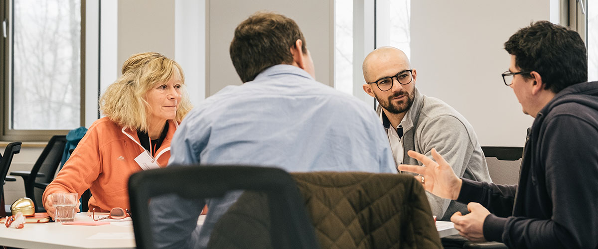 Group in discussion at a small business event