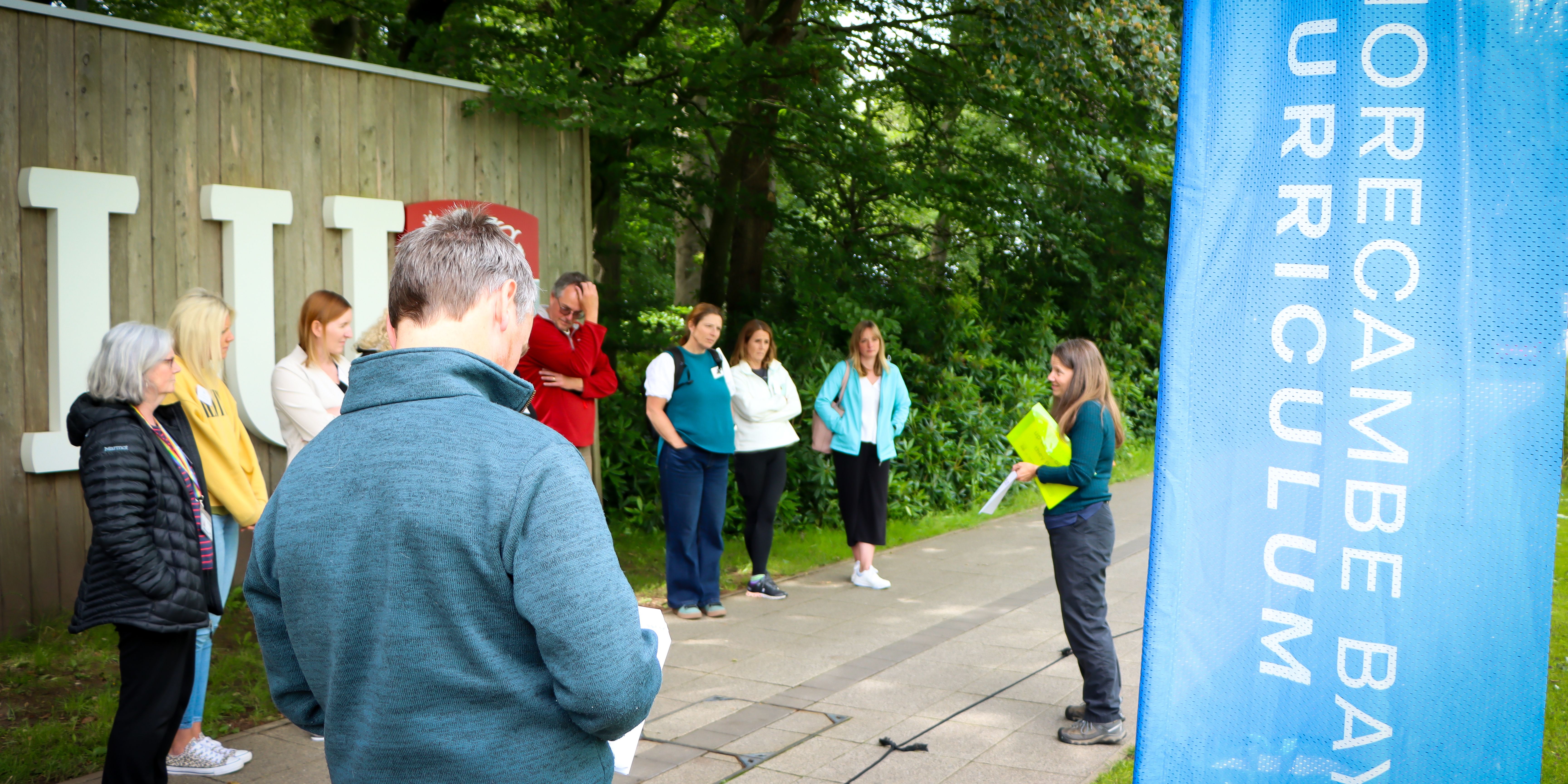 Group of teachers outside the LICA building, Lancaster University