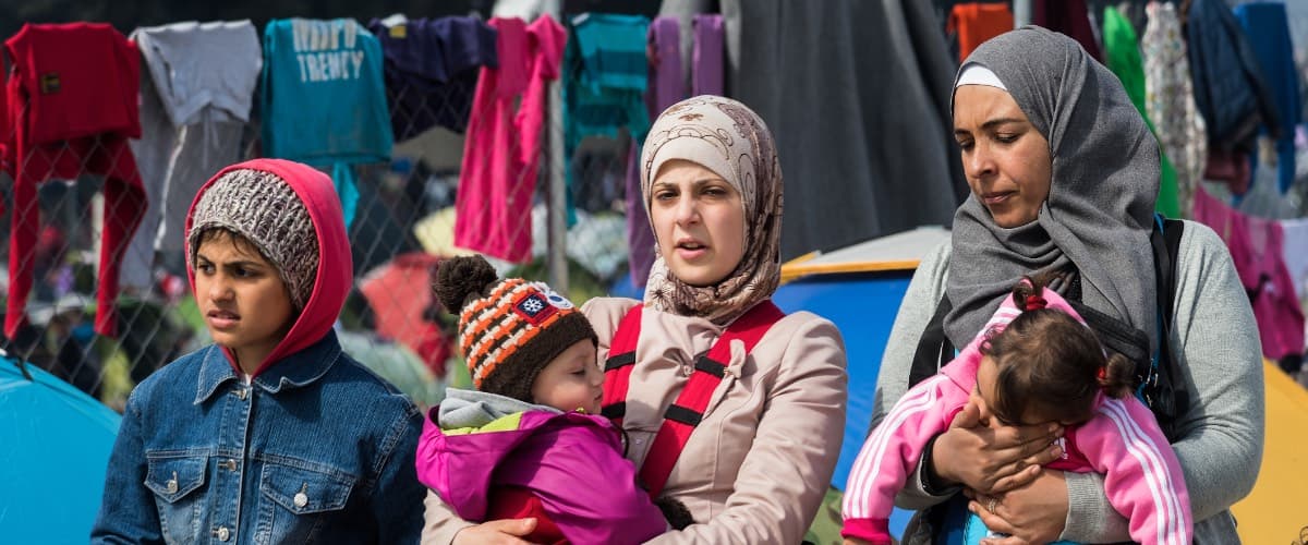 Syrian refugees in a camp