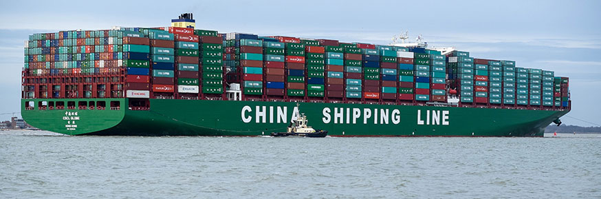 CSCL Globe on her maiden voyage arriving at Felixstowe