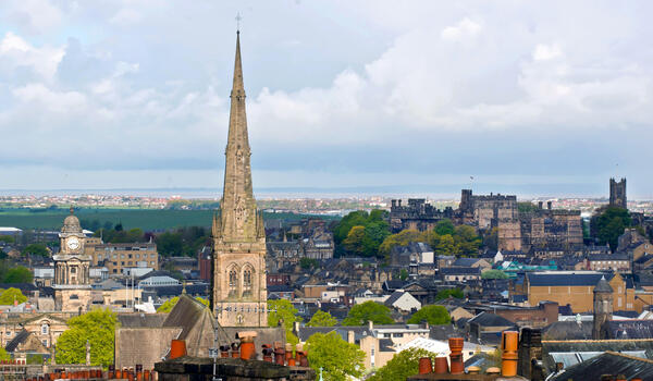 Picture depicting Lancaster's horizon with the cathedral up to the bay showing