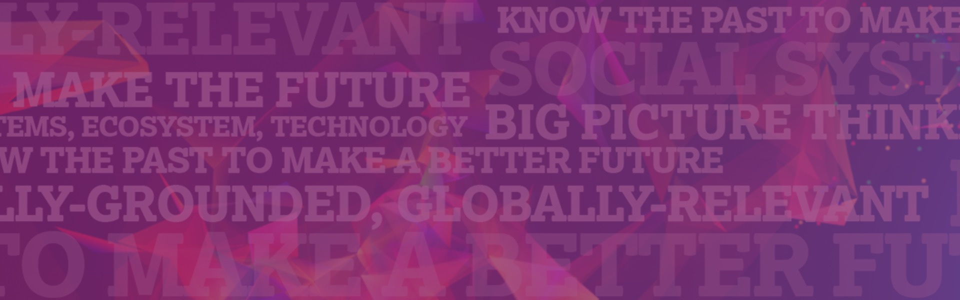 An abstract purple image of words relating to the Social Futures project