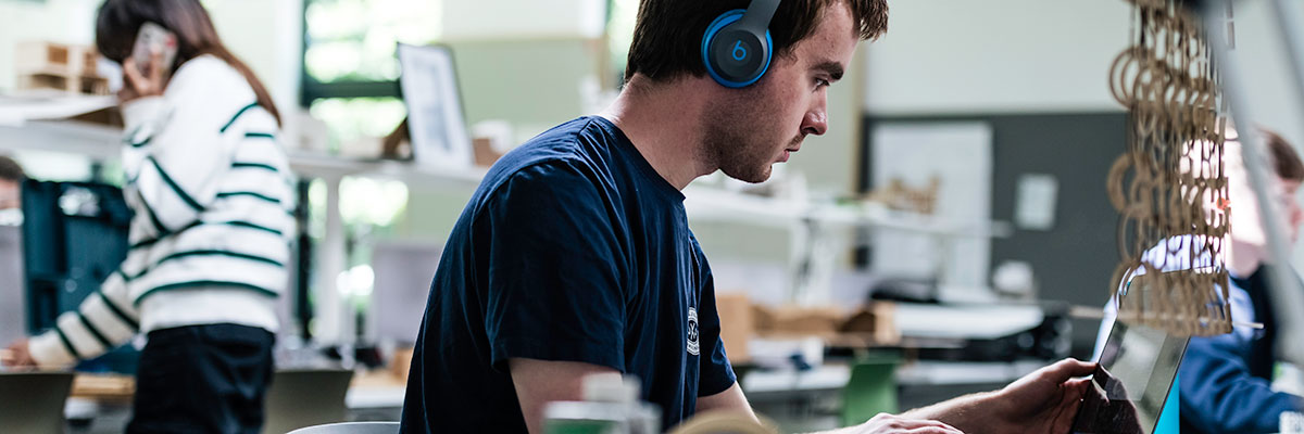 Students at work in a creative studio space