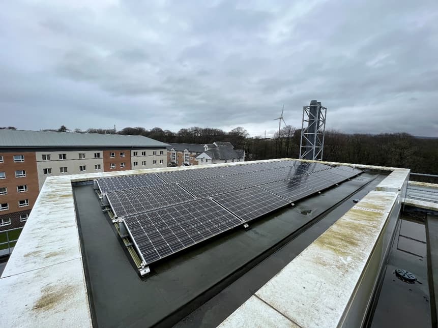 Solar panels on CTap rooftop, generating approximately 5,000kWh per year