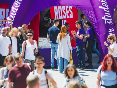 People at an open day event