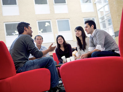 Students sat having a discussion